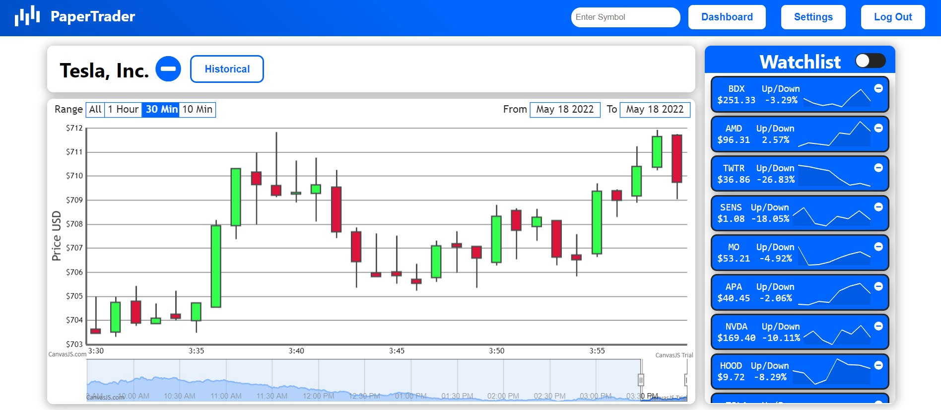 Screenshot of Website